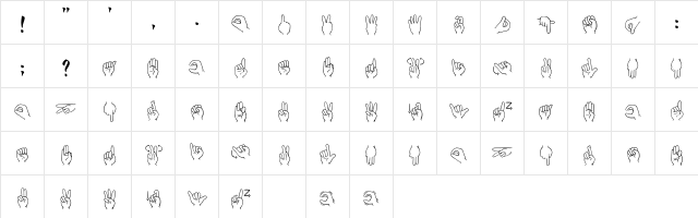 Libras 2019 Regular  glyph index