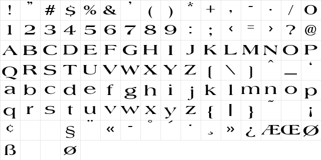 JadeExtended Regular  glyph index