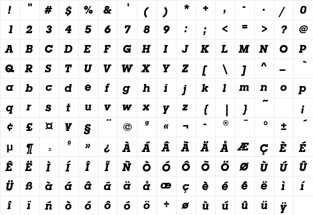 LubalinGraphMdITCTT Bold  glyph index