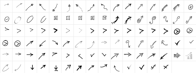 PWFreeArrows Medium  glyph index