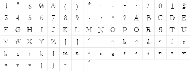 CharlesOpen Thin  glyph index