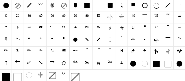 Zeichen Zweihundert Regular  glyph index