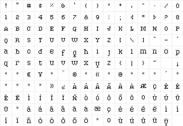 PixelPirate Regular  glyph index