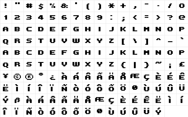 FFF Intelligent Regular  glyph index