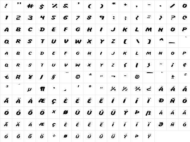 Miss Amanda ItalExp ItalExp  glyph index