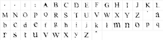 Times New dirty Roman Normal  glyph index