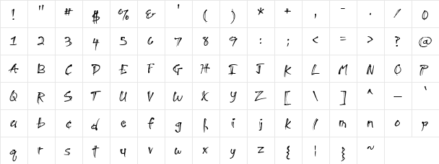 CK Stacatto Regular  glyph index