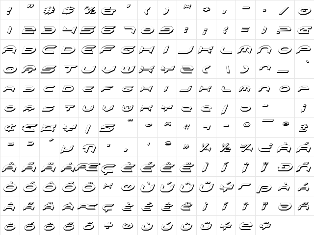 Omni Girl 3D Italic 3D Italic  glyph index