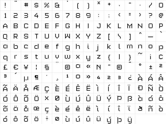 Alloy Light  glyph index