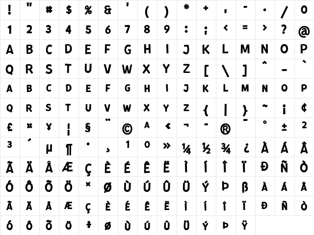 Kurri Island Caps Med Regular  glyph index