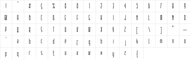 Strak Demo Regular  glyph index