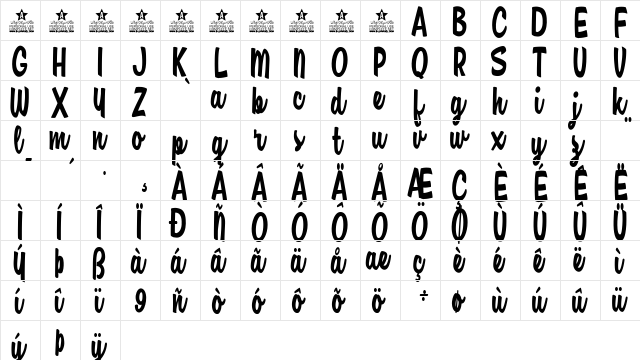 Amore Mio Personal Use Regular  glyph index