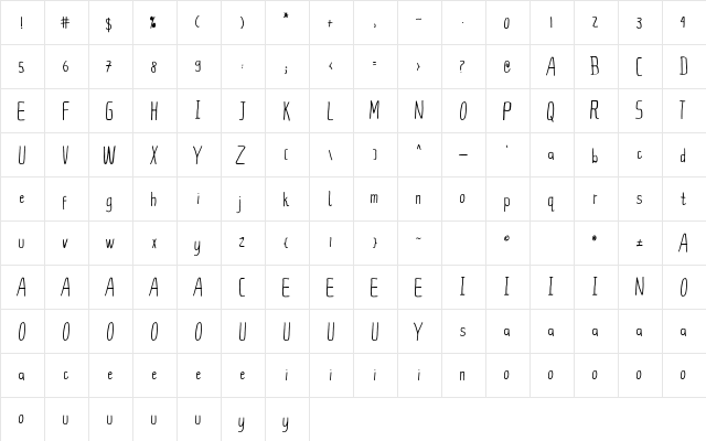 Eternal Future Font Regular  glyph index
