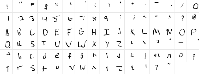 Bachelor Regular  glyph index