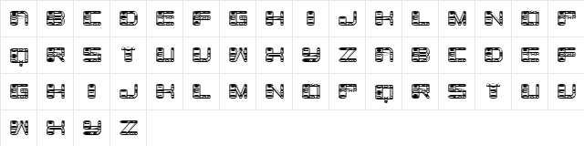 Zylinder Rustique Regular  glyph index