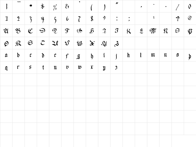 Passeul Normal  glyph index