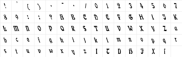 Cursed 6 Regular  glyph index