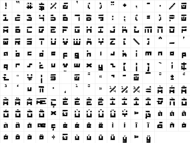 Roid Rage Rough Rough  glyph index