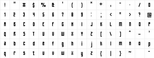 Blabla Regular  glyph index