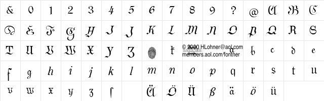 German Sampler Regular  glyph index