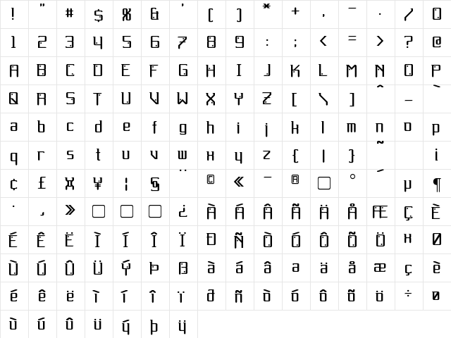 Gemcut Regular  glyph index