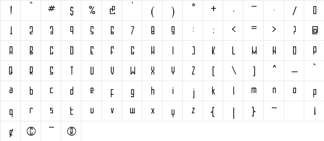 Brownies Pie Regular  glyph index