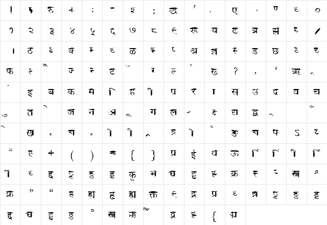 DEV008 Normal  glyph index
