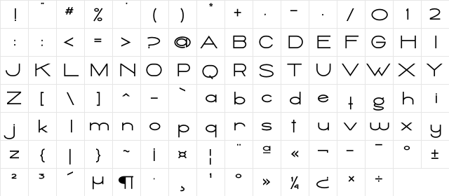 Ballado Regular  glyph index