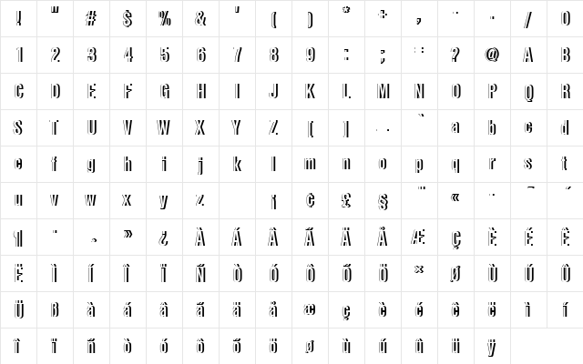NimbusSanDBolConRe1 Regular  glyph index