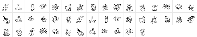 KR Pick A Holiday 2 Regular  glyph index