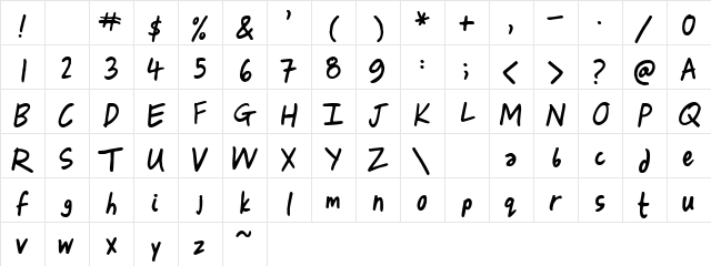 Izza Regular  glyph index