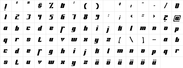 Fontovision Regular  glyph index