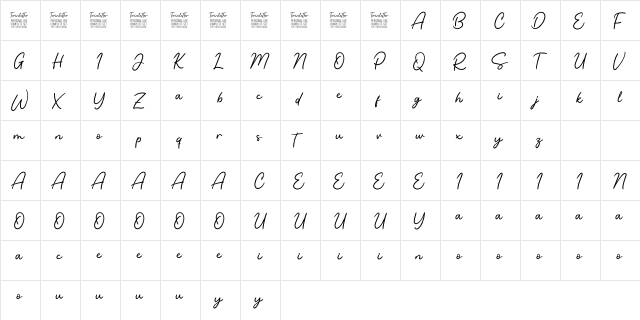 Sodiqin PERSONAL USE  glyph index