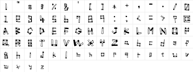 Font TUMIKI Regular  glyph index