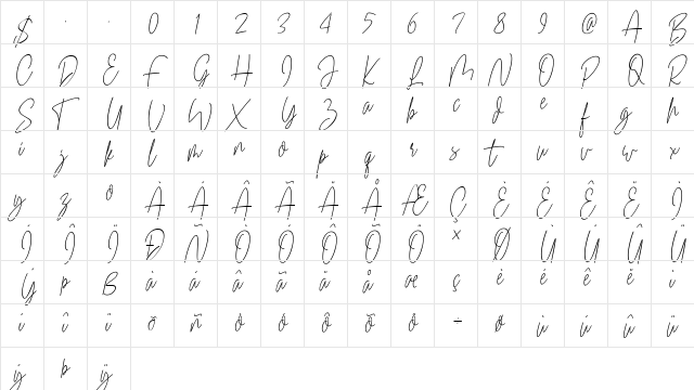 Just Fonty Regular  glyph index