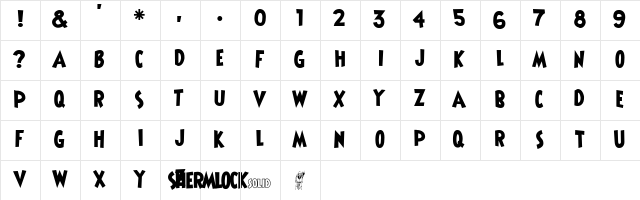 ShermlockSolid Regular  glyph index
