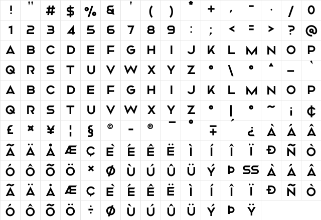 Mismo Regular  glyph index