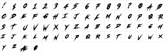 Escape! Slant DEMO Regular  glyph index
