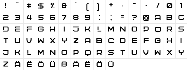 Haine Regular  glyph index