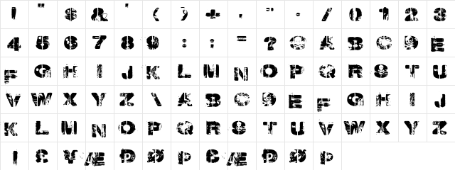 Weekend Warrior Regular  glyph index