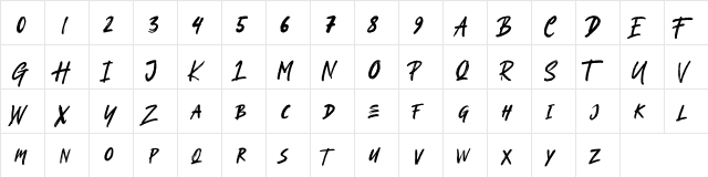 Brightland Regular  glyph index