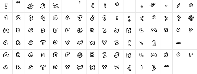 Gwibble Regular  glyph index