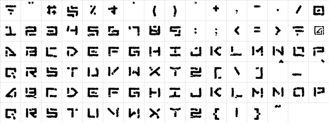 Corode Regular  glyph index