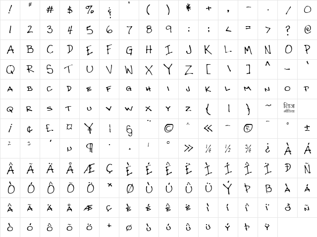 LEHN062 Regular  glyph index