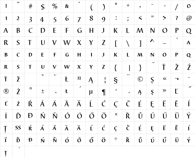 BarbedorSCTEEMed Regular  glyph index