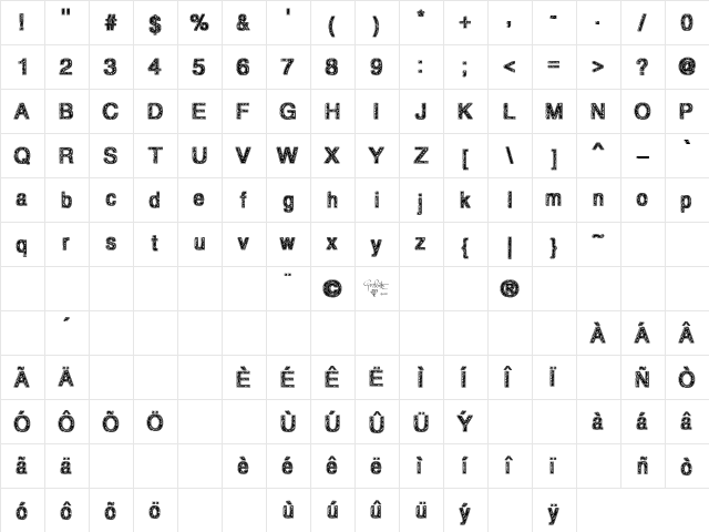 Degrading Morals Regular  glyph index