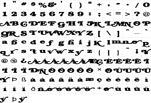 FZ JAZZY 47 EX Normal  glyph index