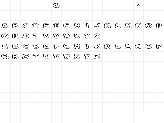 Cartoon Slant 3 Regular  glyph index