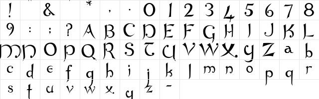 Metamorphis Regular  glyph index