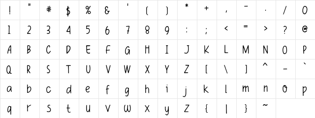 Funiko Regular  glyph index